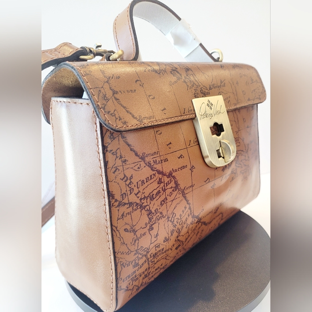 Patricia Nash Signature Map Carisbrooke Riot Rust Satchel - Picture 3 of 7
